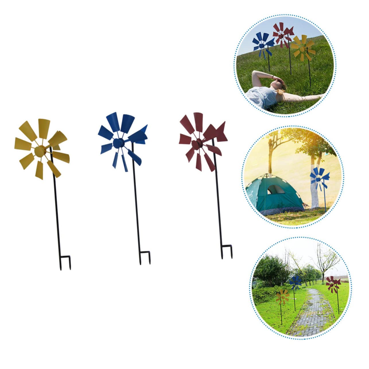 Toyvian 3 Stück Garten Windmühlen Dekoration Große Rotierende Windräder für Outdoor und Garten Metall Spinners