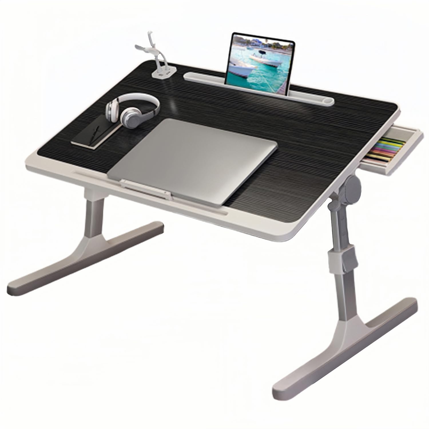 Laptop Bed Tray Table,Laptop Desk for Bed,Lap Desk for Laptop, Adjustable Laptop Stand for Bed with USB Charge Port,Foldable Portable Laptop Table for Couch Sofa Floor Desk for Adults,Kids