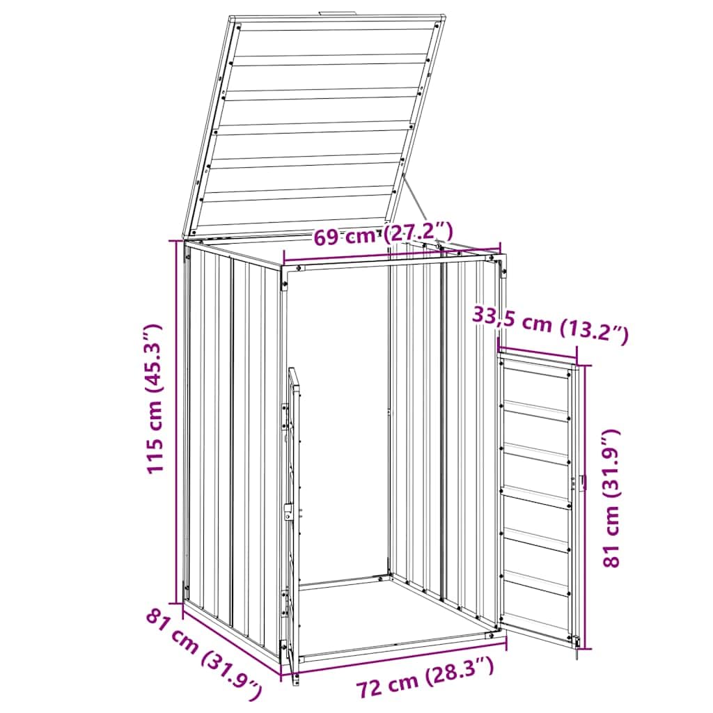 vidaXL Mülltonnenbox für 1 Tonne Anthrazit 72x81x115 cm Stahl