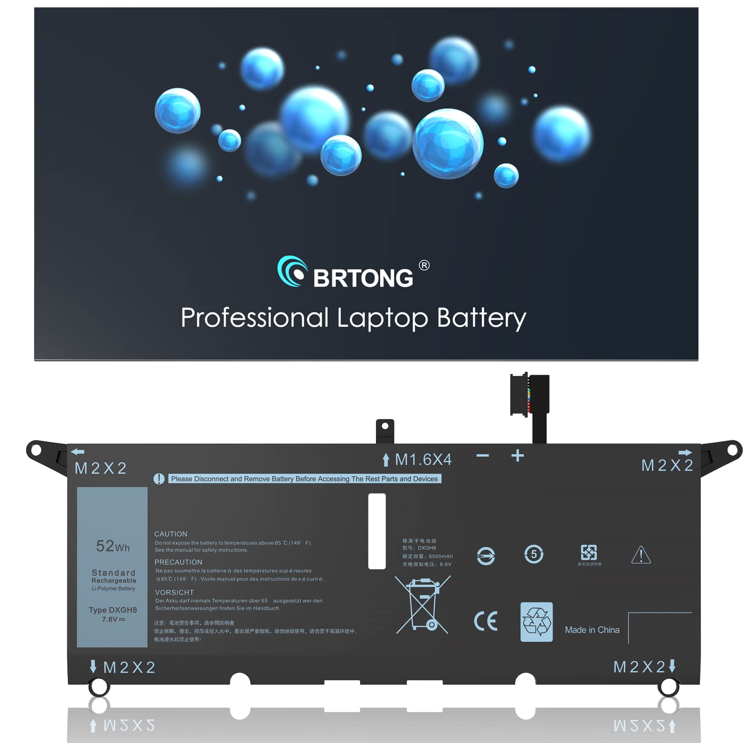 DXGH8 Batterie remplaçable pour Dell XPS 13 7930 9380 7390 2-en-1 7490 9370 7391 Latitude E3301 3301 Vostro 5391 5390 Series G8VCF G8VCF6C P113G001 P82G P82G001 HK6N5 0H754V H754V