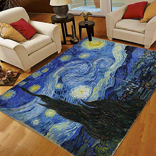 ALAZA Soft Indoor Modern Van Gogh Starry Night Sky Area Rug for Living Room Kids Children Bedroom Kitchen Nursery Rugs Mat 5 x 7 Feet