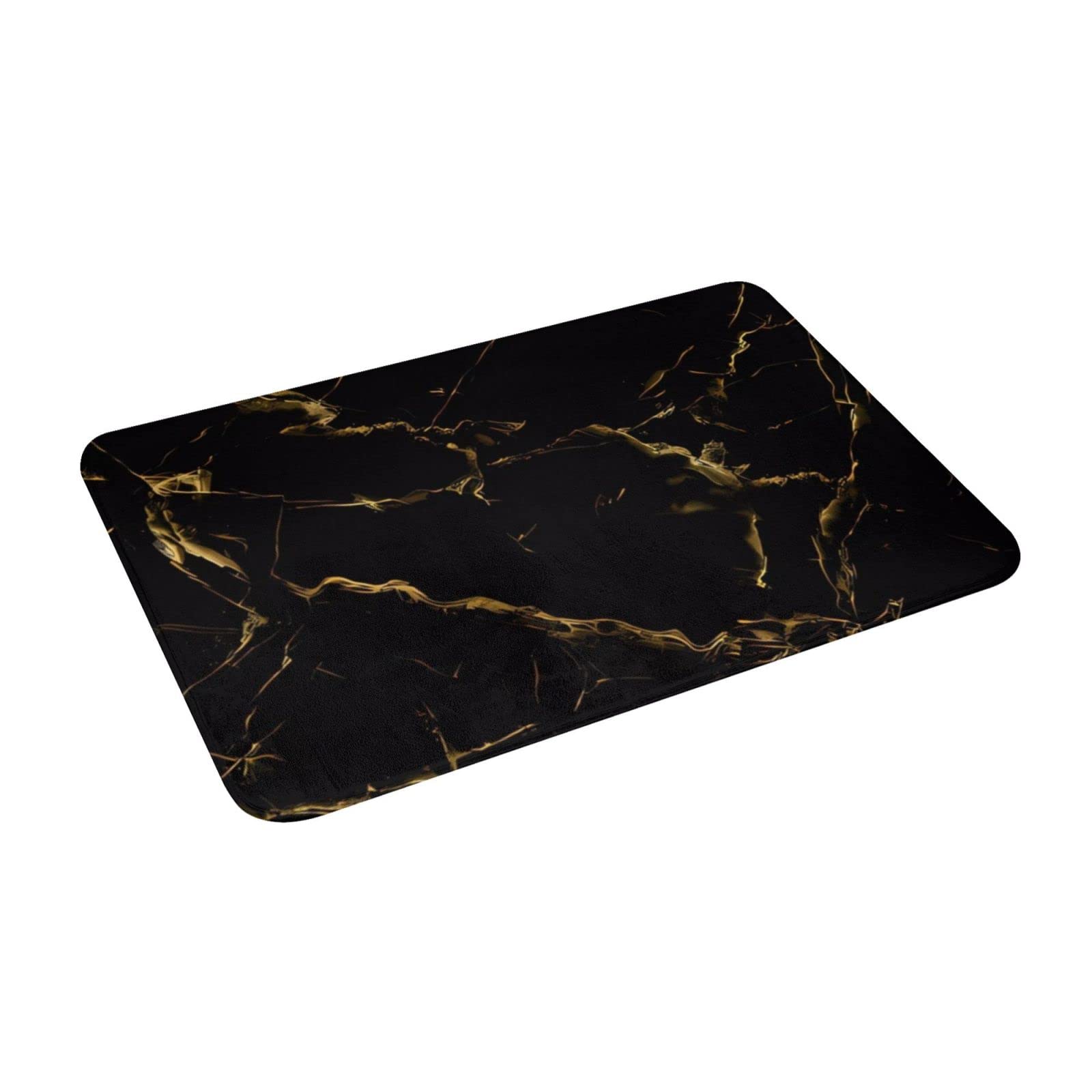 Photo 1 of COFLGRYU Soft Bath Mat with Black and Gold Marble Pattern, Non-Slip Bathroom Rug Absorbent Microfiber Floor Mat-16x24 Inches