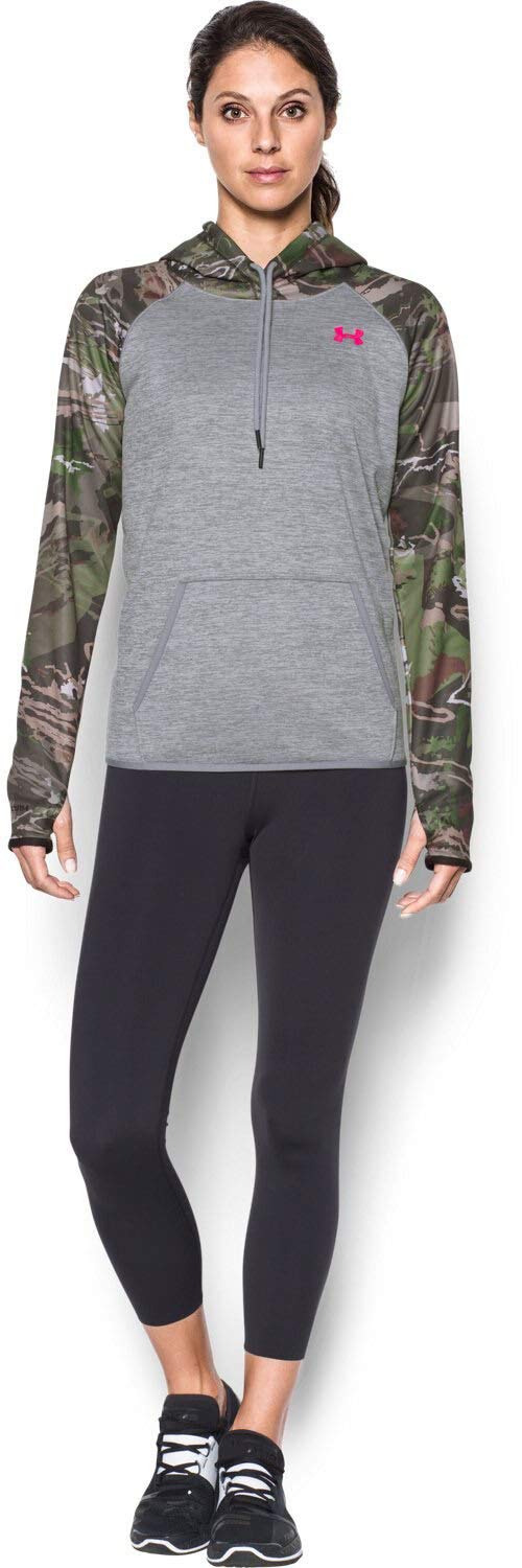 Under Armour - Womens AF Camo Blocked Warmup Top Size XX-Large Color True Gray Heather Maverick Brown PTP