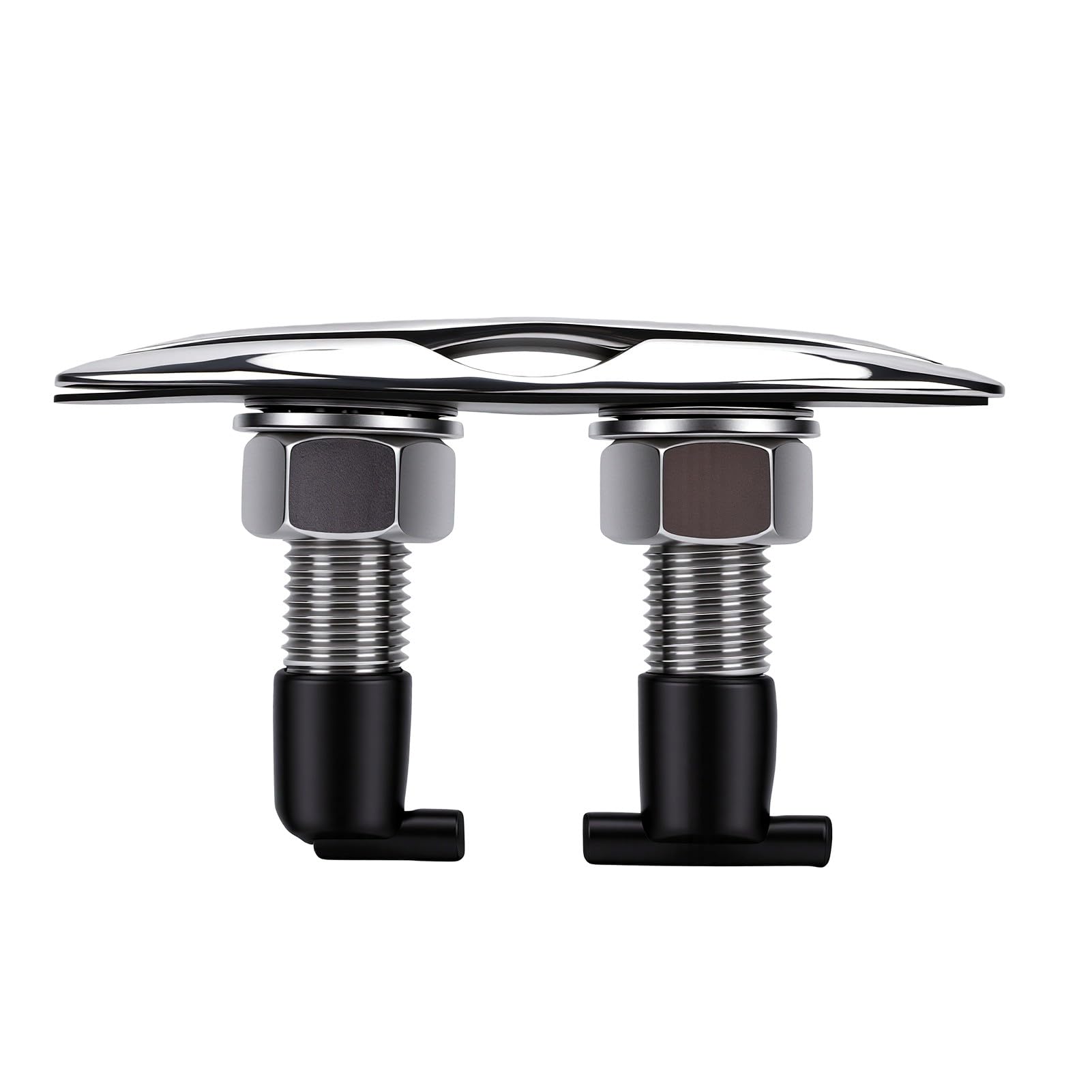 Luocute 6 Zoll Einziehbare Bootsdockklampe, Pop-Up-Klampe aus Edelstahl 316 mit Bündiger Montage, Trägerplatte und Sicherungsmuttern für Yacht-Frachtschiff-Schnellboot