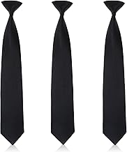 FUIPVGI Lot de 3 cravates noires à clipser pour homme, cravates à clipser solides, cravates à clipser pour homme, cravates paresseuses pour les affaires, les uniformes scolaires, les mariages, les