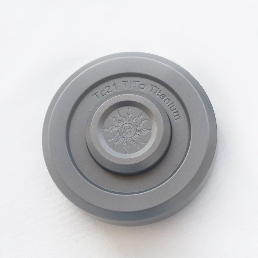 TITO EDC Titanium Alloy Multipurpose Round Cake Shape Rotatable Toy Tools Fidget Block top Spinning Outdoors Tools (Sandblasting)