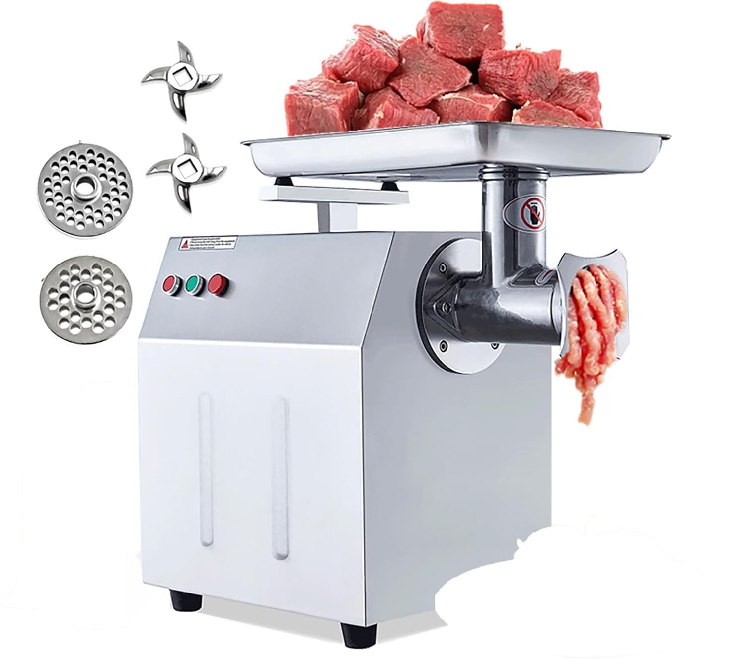 Commercial Electric Meat Grinder - 1500W Power, Pure Copper Motor, 350KG/H, ETL Certified, Multi-Function Accessories, Grinds Chicken Bones & Frozen Meat for Kitchen Restaurant