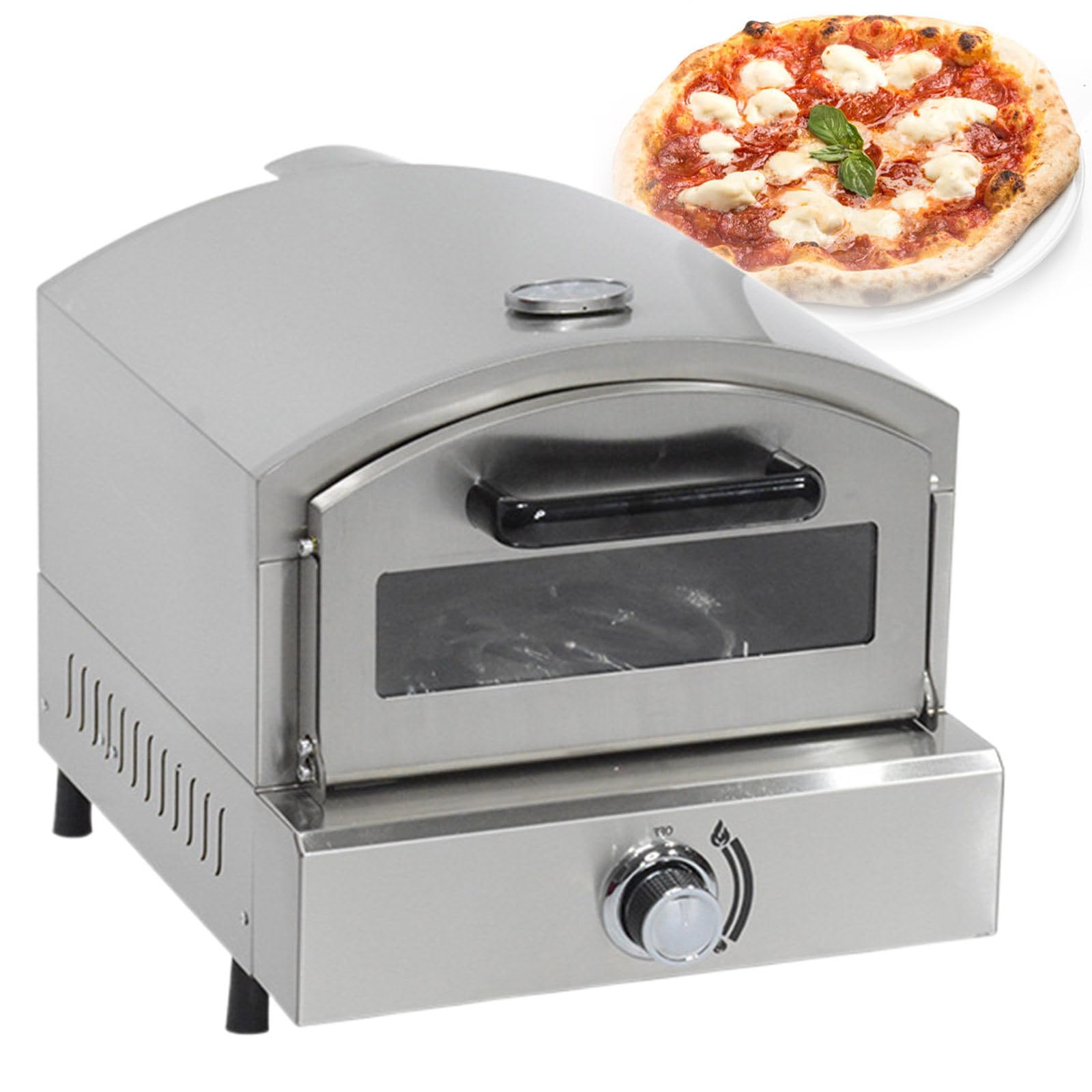 Horno de pizza al aire libre, hornos de pizza a gas con piedra para pizza, acero inoxidable menos pizza, cocinar pizza, filete, pescado, pollo y más, para jardín al aire libre, fiesta al aire libre