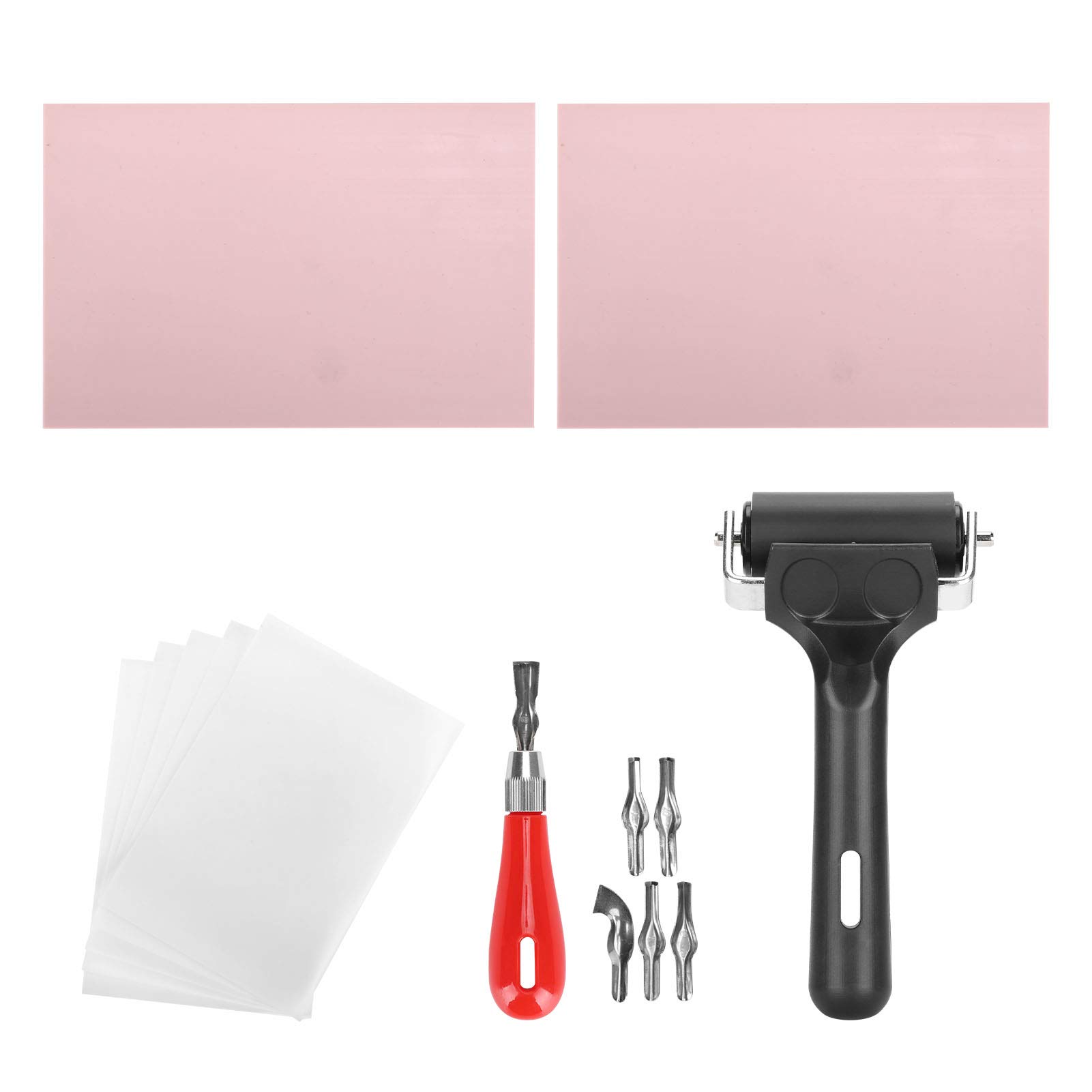Fdit Kit Intaglio Timbri 15 Pezzi con Gomma Crepla e Rullo, Set Completo per Principianti Arte Fai da Te Artigianato