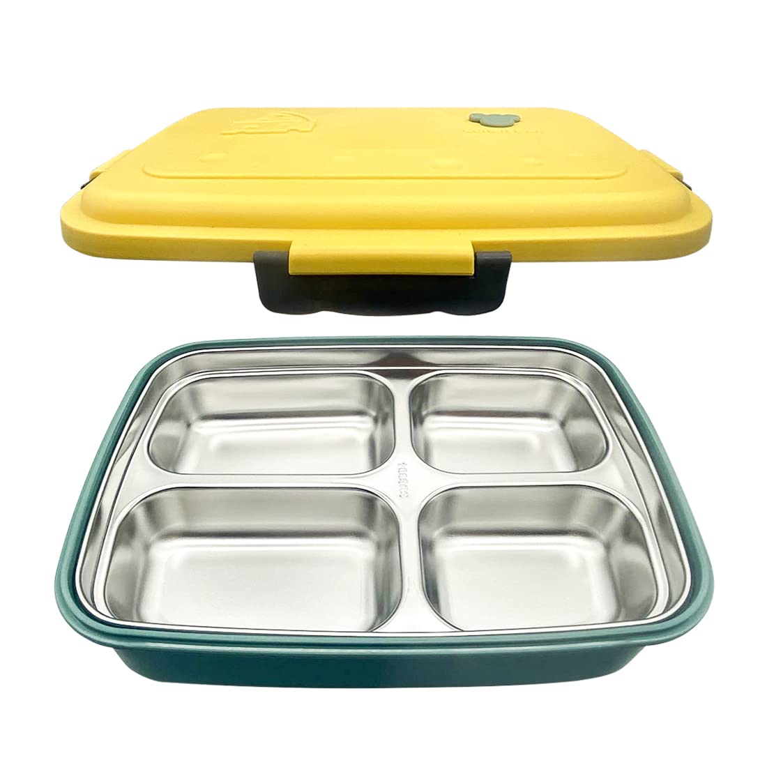 Box Lunch Box for Kids Adults Removable 304 Stainless Steel Food Heater Container, 4 Compartments Food Storage Container with Lid in Picnic