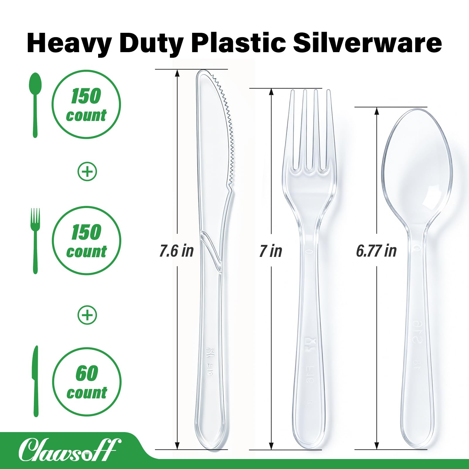 Clawsoff 360 Clear Plastic Silverware Set -2