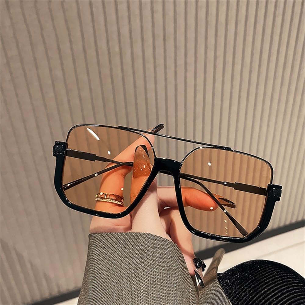MTONY Semi-Rimless Sunglasses For Women Men Retro Frame Double Bridge Sun Glasses Shades UV400 Eyeglasses