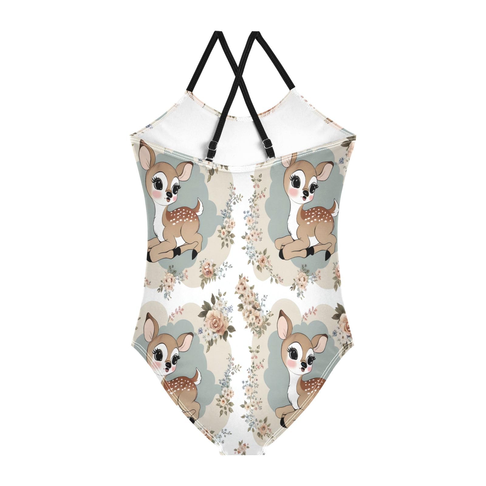 Cute Vintage Fawn Girls One-Piece Swimsuit Beach Bathing Suit