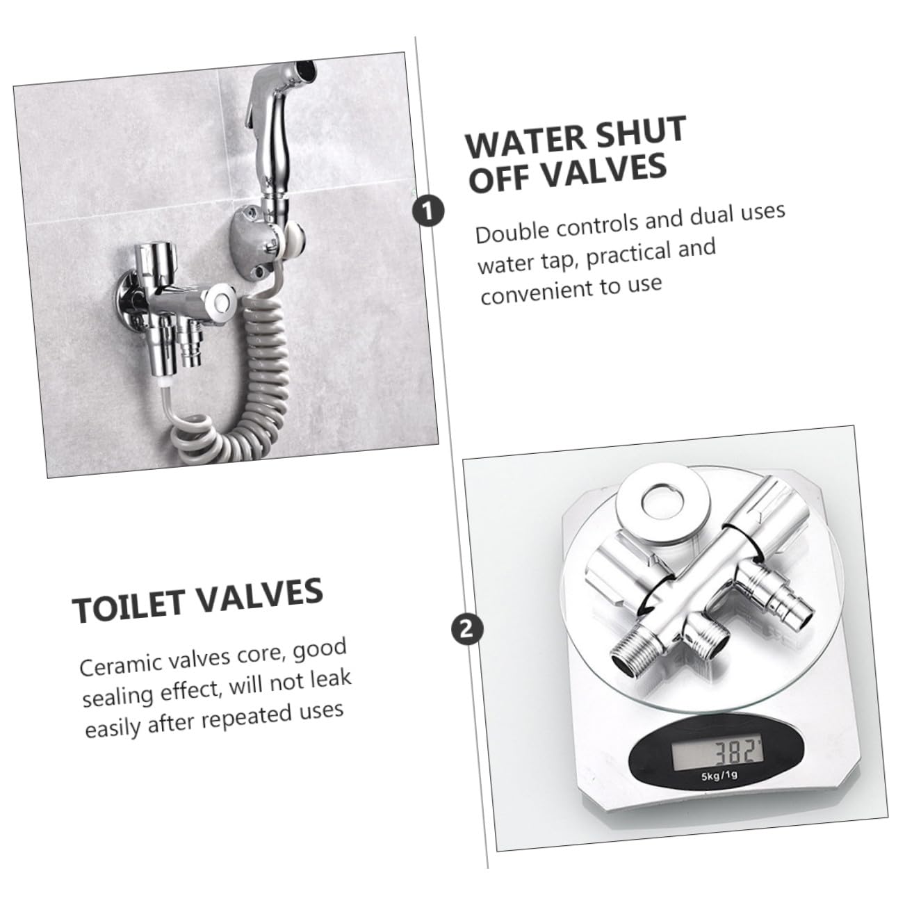 Válvula de Cierre de Agua para Lavadora de 1 Entrada y 2 Salidas | Acero Inoxidable Plata, Diseño Simple de Doble Control, Uso en Baño y Cocina