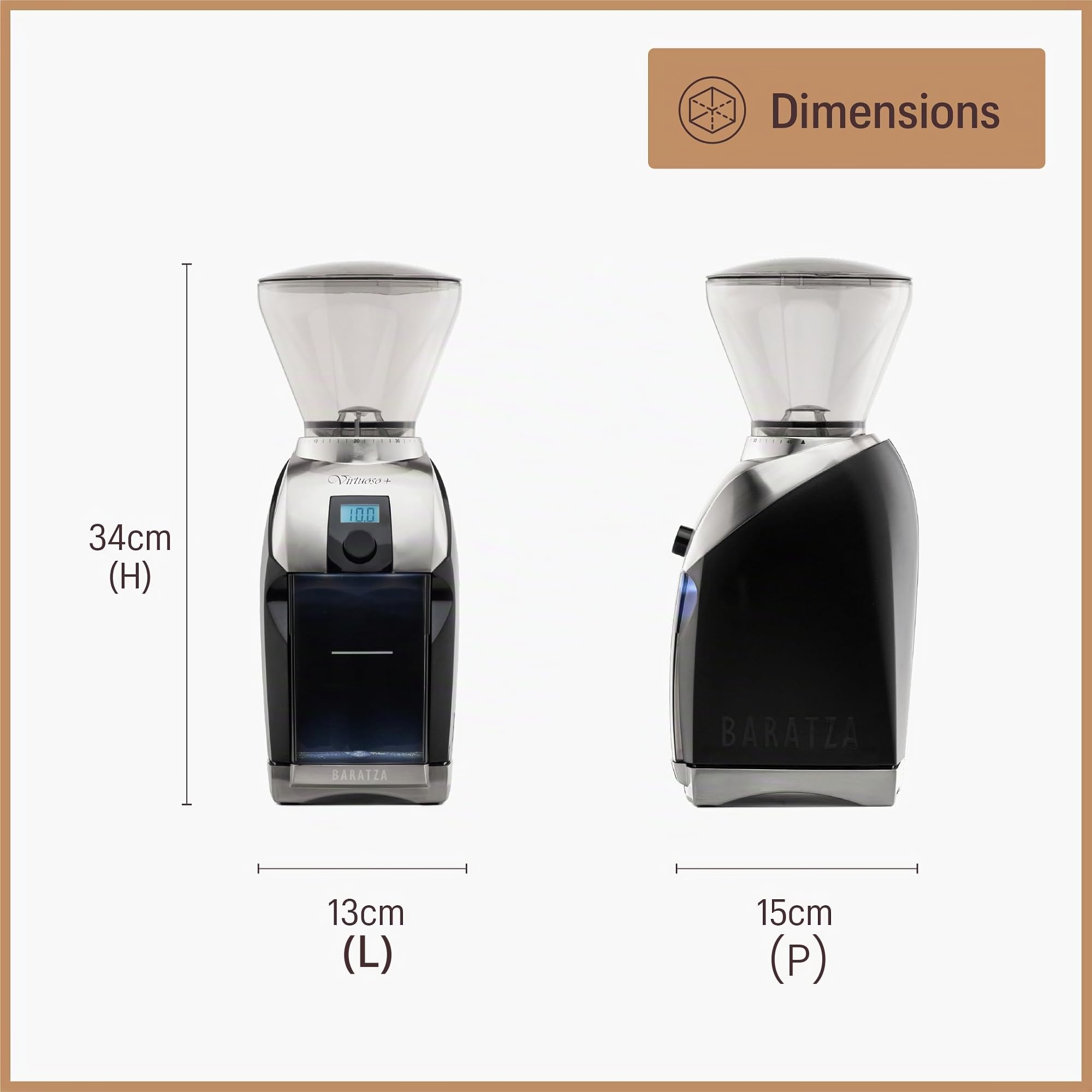 Baratza | Moulin à café électronique - Virtuoso+ | Couleur/Finition : Argent/Noir