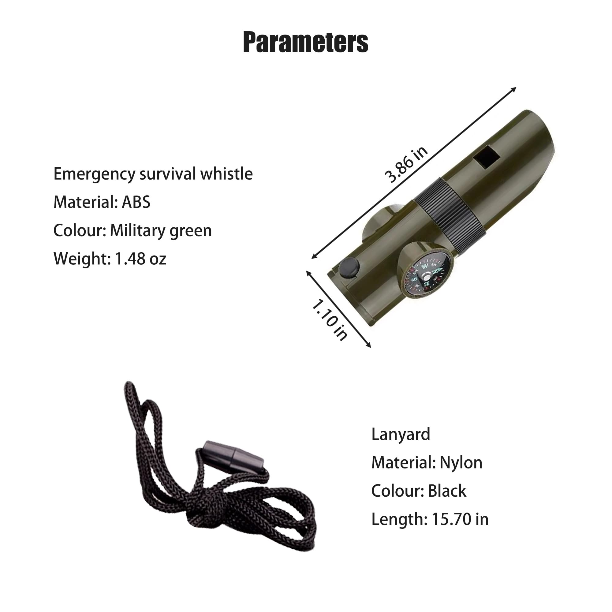 Sifflet de survie d'urgence 3 en 1 avec boussole et thermomètre – Sifflet