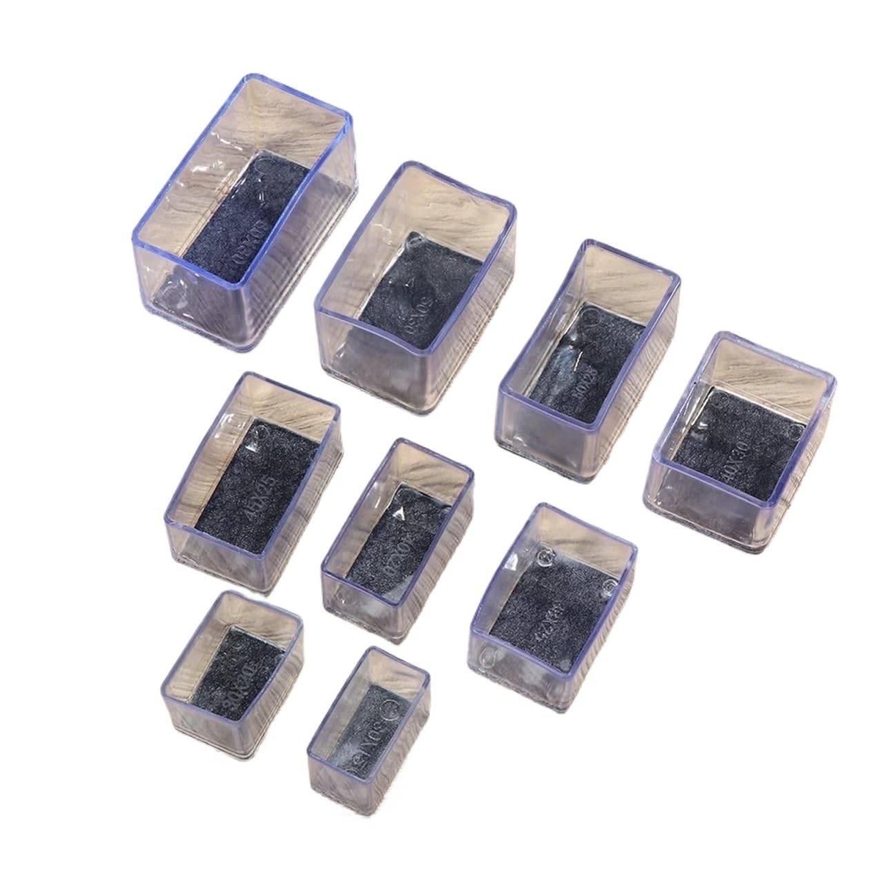 Chair Leg Floor Protectors 4Pcs Rubber Square Rectangle Floor Protector Pads Chair Leg Caps Table Foot Dust Cover Socks Pipe Plugs Furniture Leveling Feet(30x30mm Square)
