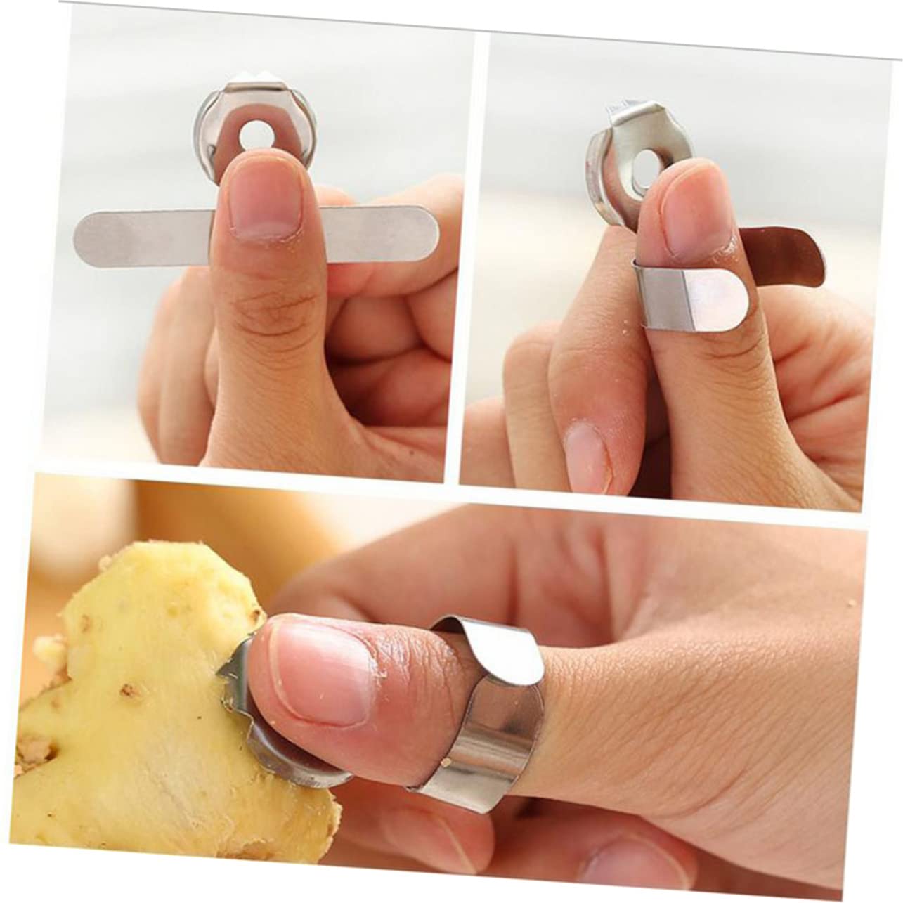 OKUMEYR 4pcs Garlic Peeler Stainless Steel Ginger Remover and Chestnut Peeler Essential Home Kitchen Tool for Effortless Vegetable and Fruit Preparation