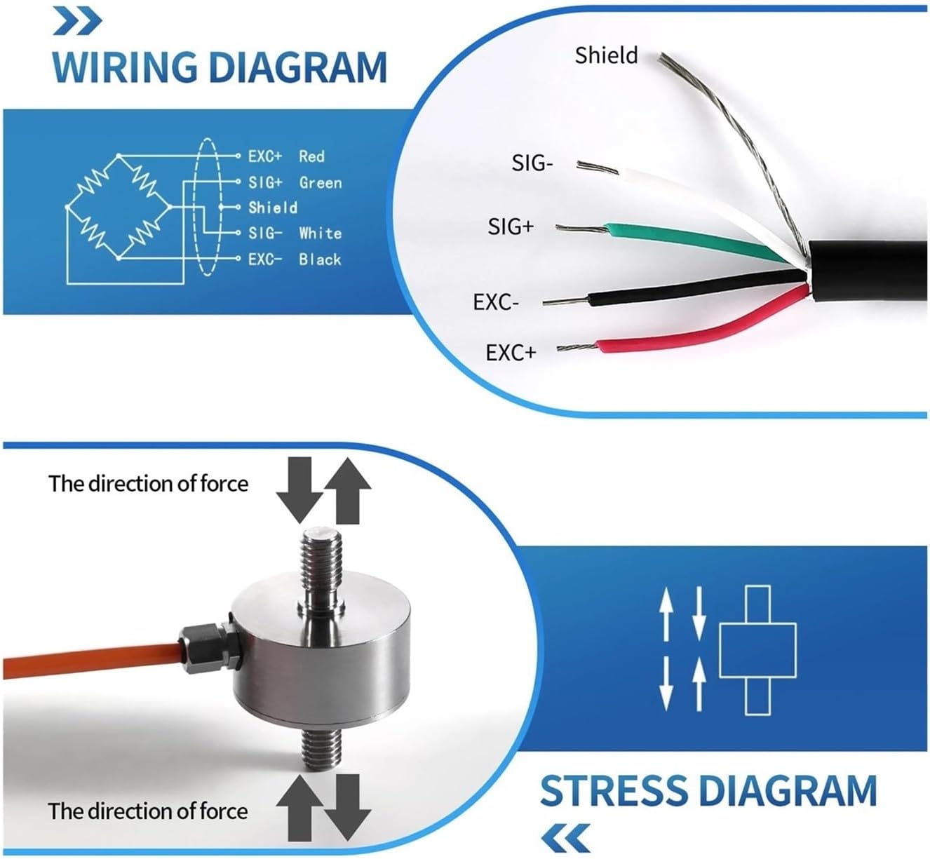 Load Cell Sensor with Indicator Display Type Load Cell Test Tension Compression Force Weight Pressure for Scale Automate(0-10kg)