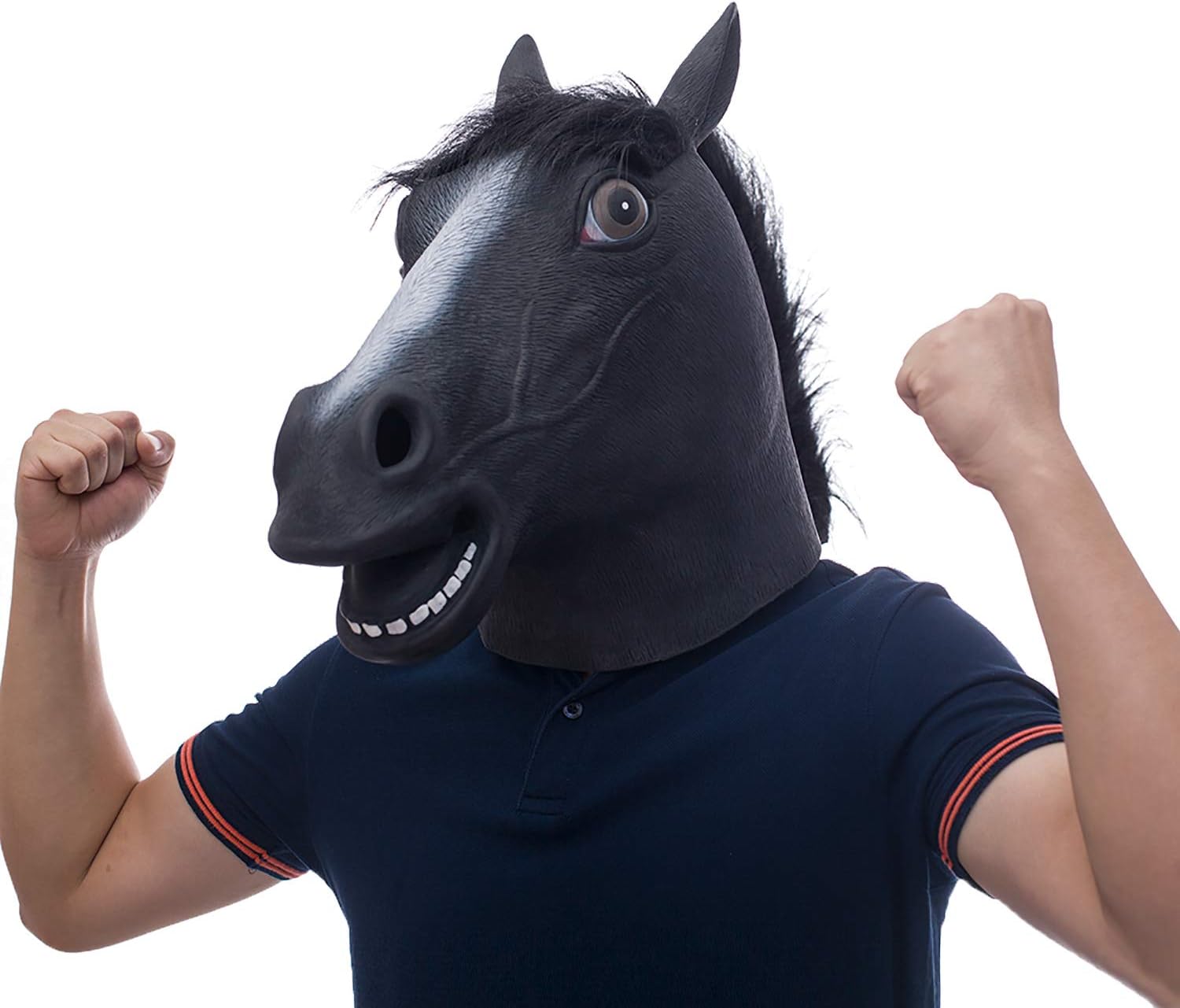 Molezu Horse Head Mask,Horse Mask Creepy Brown Horse Head Rubber Latex Animal Masque,Novelty Halloween Costume party