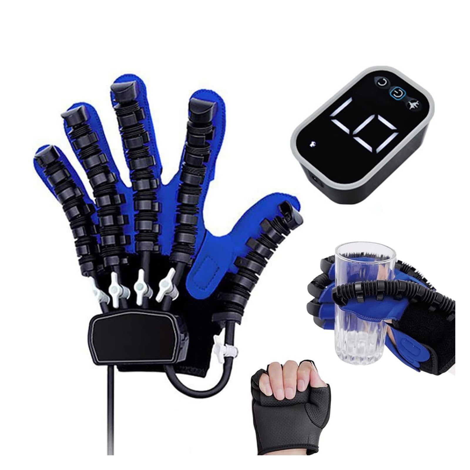 Guanto robotico riabilitativo per il recupero da ictus alla mano, attrezzatura portatile per l'allenamento della forza delle dita con velocità regolabile e 5 livelli di forza
