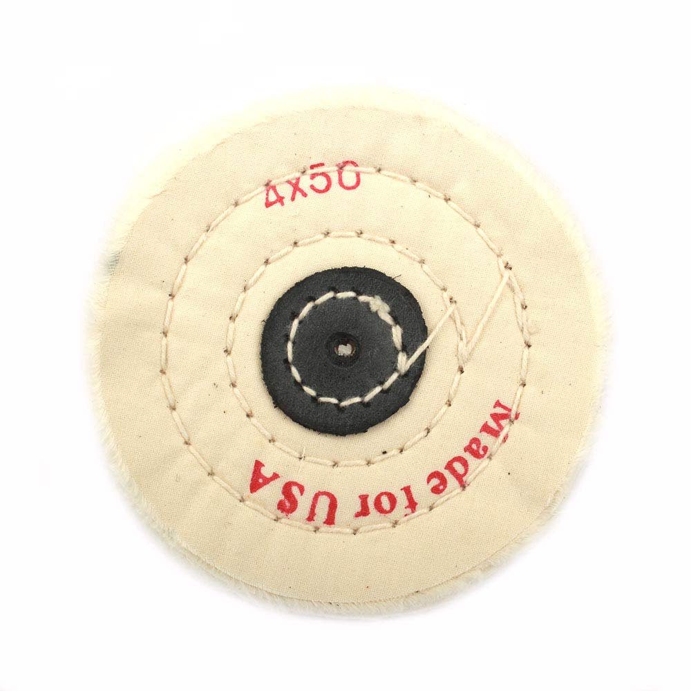 4 Inch Cloth Buffing Polishing wheel with 4mm Arbor for Bench Grinder Buffer Tool, White, 50 Ply