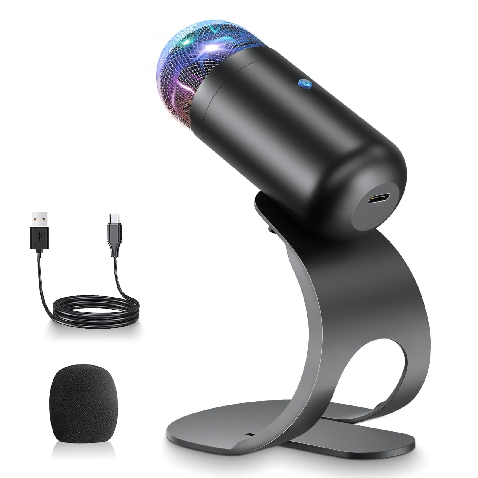【日本限定・技術革新】 Zyrvox PCマイク usb コンデンサーマイク 高感度 USB PCマイク 卓上 無(全) 指向性 ワンタッチミュート プラグアンドプレイ 360˚全方向集音 小型 有線タイプ ゲーミング テレワーク 会議用 配信用 録音 ゲーム実況 ボイズチャット 携帯電話 パソコン PS4・5 / Windows/Mac対応 日本語説明書付き - 1