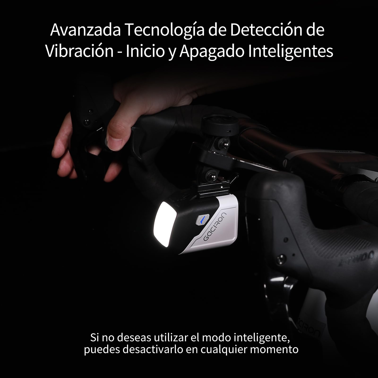 Gacirón Luz bicicleta delantera CETUS-1700,Diseño óptico con Haz Alto y Haz bajo,Luz bicicleta de aluminio aerodinámico y control remoto inalámbrico,Faro de bicicleta de 4200 mAh con 6 modos de brillo