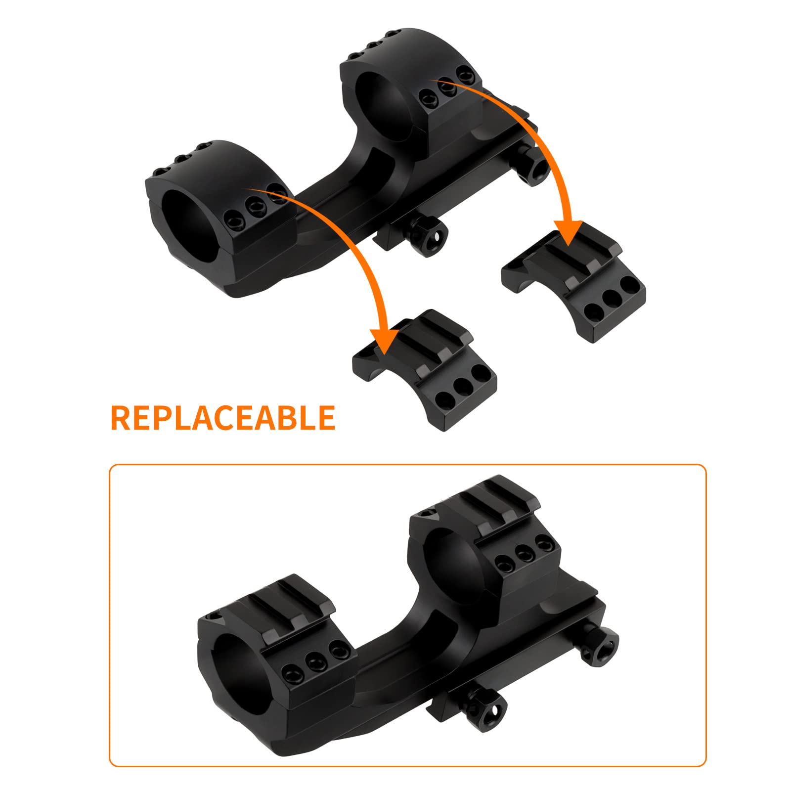 FOCUHUNTER Rail Scope Barrel Mount 25,4 mm Rail Ring Adapter avec 20mm Weaver Picatinny Rail Mount Support extérieur Lampe de Poche visant Le Support en Alliage d'aluminium Noir FOCUHUNTER Rail Scope Barrel Mount 25,4 mm Rail Ring Adapter avec 20mm Weaver Picatinny Rail Mount Support extérieur Lampe de Poche visant Le Support en Alliage d'aluminium Noir