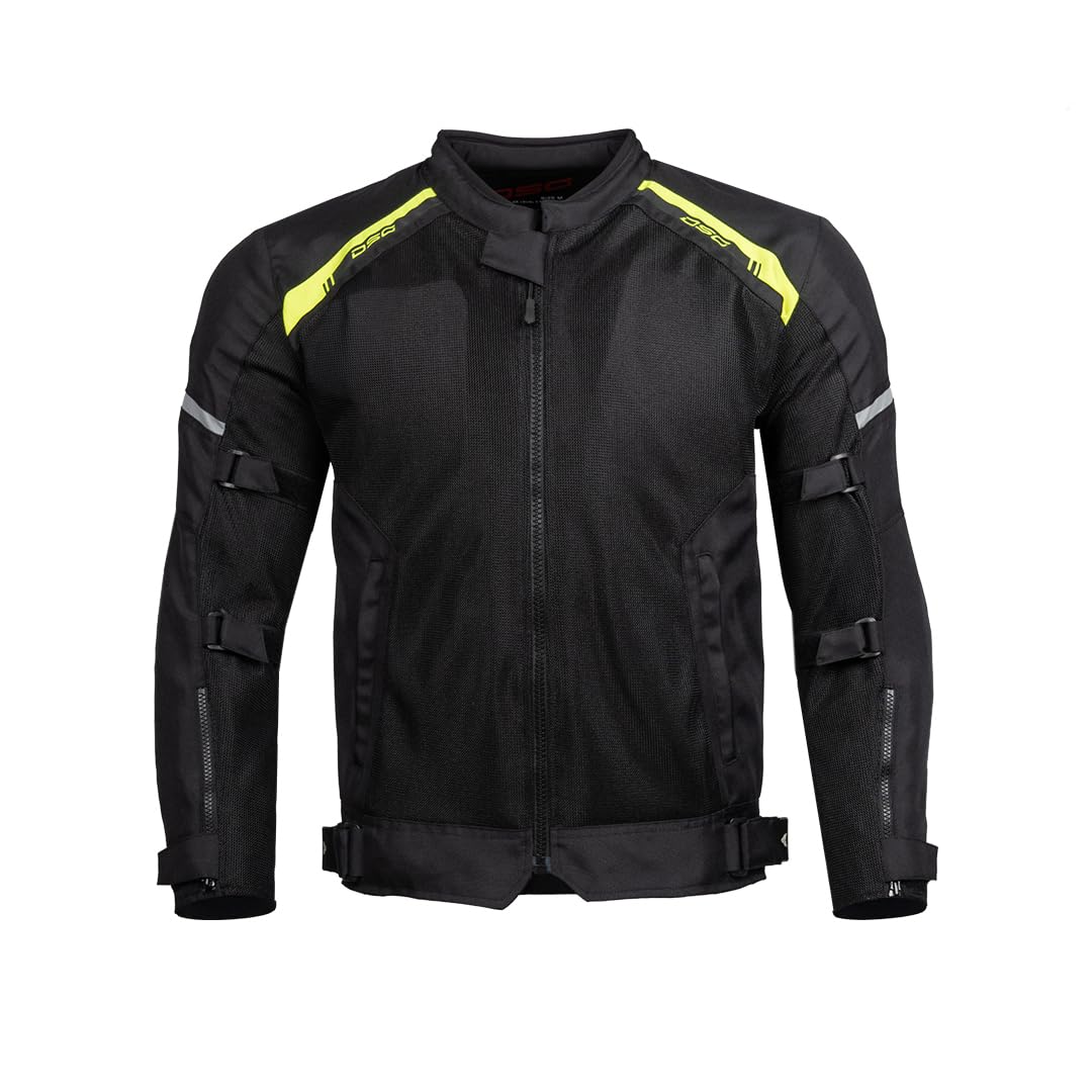 DSG Aire Mesh 2 Riding Jacket- Black Yellow Fluo (Size-2XL)-image-13