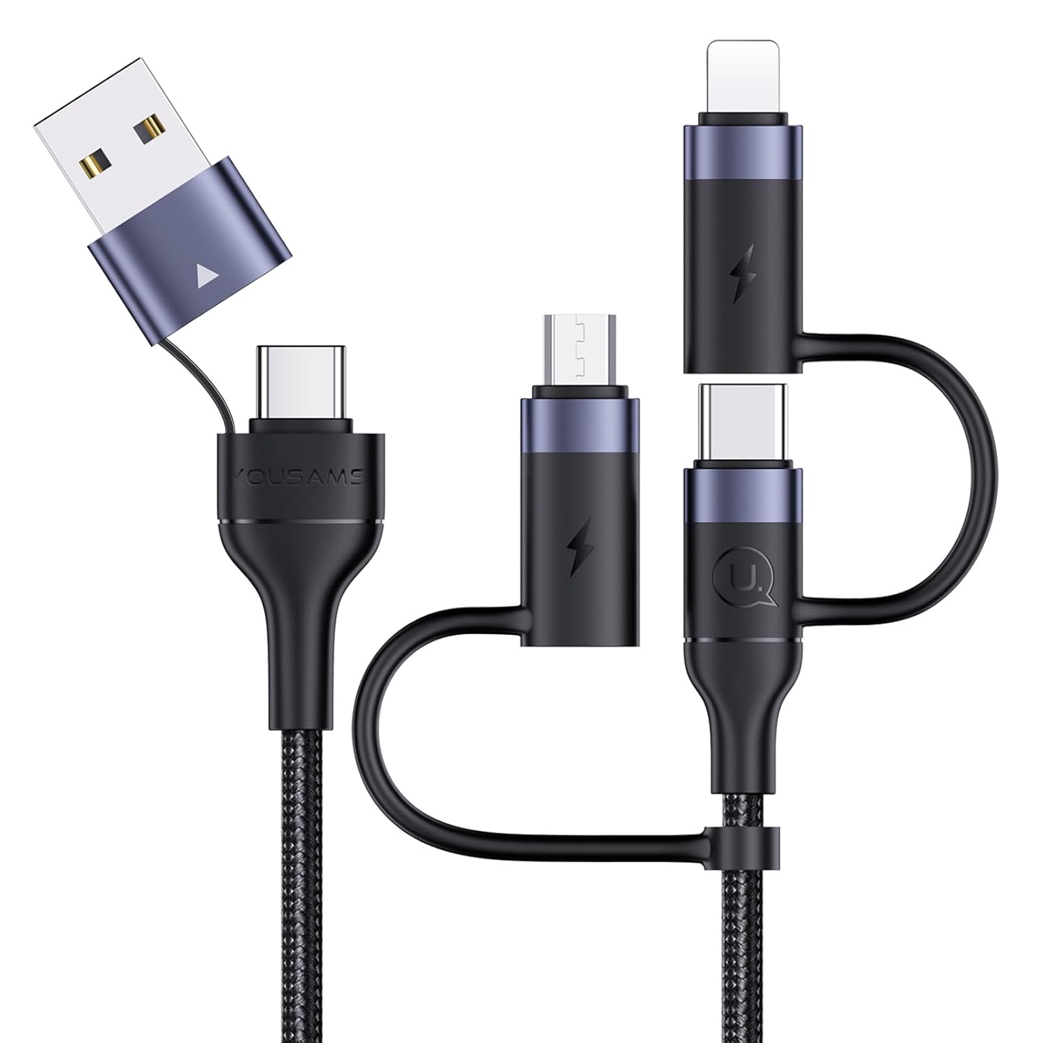 PD 60W USB C Multi Fast Charging Cable Nylon Braided Cord 5-in-1 3A USB/C to Type C/Micro/Phone Fast Sync Charger Adapter Compatible with Laptop/Tablet PD 60W USB C Multi Fast Charging Cable Nylon Braided Cord 5-in-1 3A USB/C to Type C/Micro/Phone Fast Sync Charger Adapter Compatible with Laptop/Tablet