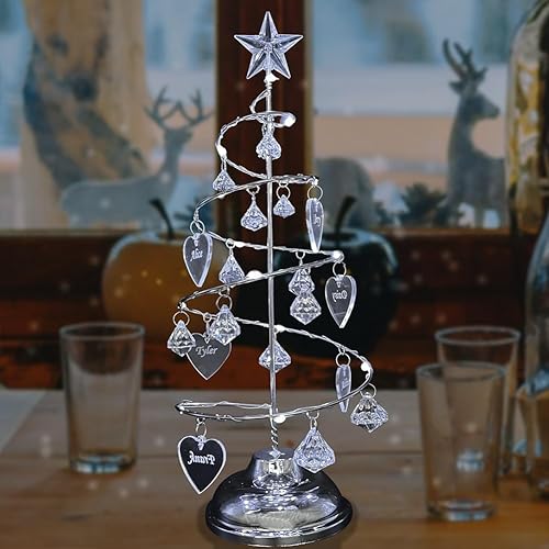 Miniatura 8 de JeathFea Personalized Names Tabletop Metal Christmas Tree Lamp Christmas Crystal Tree Light Tabletop XmasTree Night Light Desktop Decoration