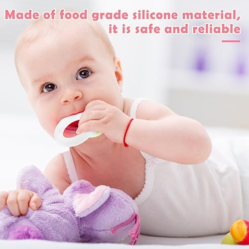 Miniatura 5 de Juguetes para aliviar la dentición del bebé, juguetes masticables para bebés, mordedores de silicona de grado alimenticio para bebés, anillo de