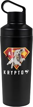 LOGOVISION Superman 2025 Krypto Shield 18 oz Insulated Water Bottle, Leak Resistant, Vacuum Insulated Stainless Steel with 2-in-1 Loop Cap