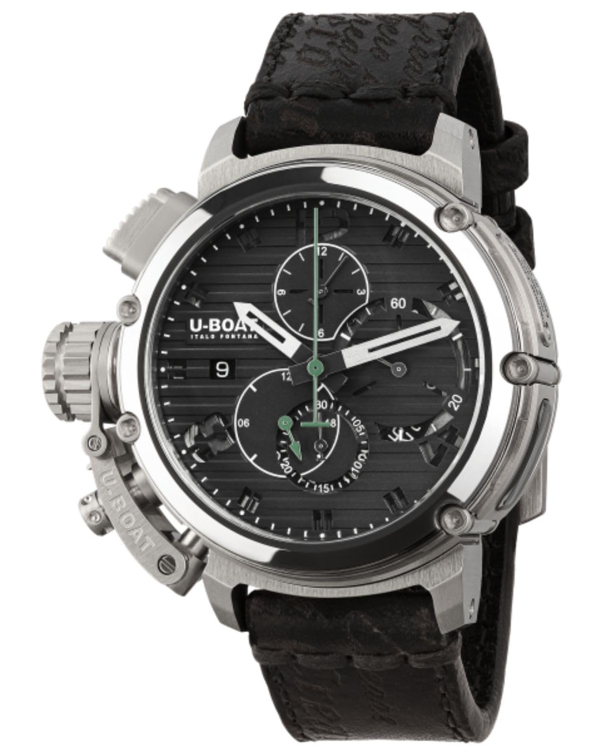 UBOAT Chimera 46 mm Chrono SS Herrenuhr Analog Automatik mit Armband aus Kalbsleder 9592