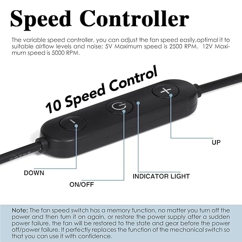 Miniatura 3 de Ventilador de refrigeración dual de 3.150 in  10 velocidades USB 5VDC 12V de alimentación, IPX5 impermeable para tableta, TV, router, Xbox, DVR,
