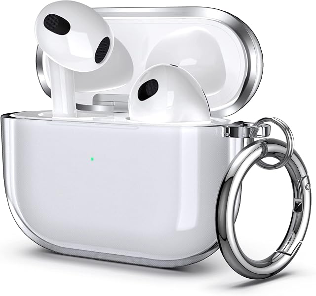 ULAK Clear Case Compatible with Airpods 3, Protective AirPod 3 Cover Soft TPU Transparent Shockproof Case Accessories with Keychain for Airpods 3 [Front Led Visible]- Crystal Clear