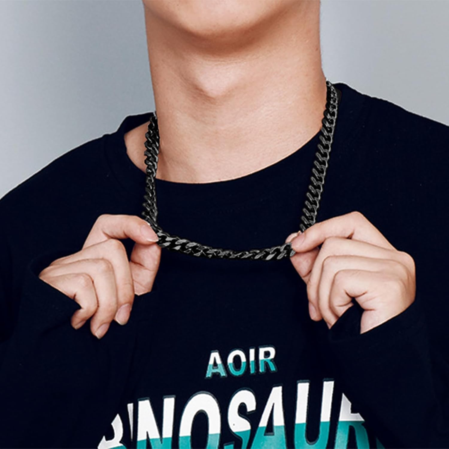 72ore Necklace for Boyfriend Cuban Link Chain Black Stainless Steel Necklace for Men Wedding Gift Promise Chain Anniversary Boyfriend Birthday Gift Ideas - Image 3