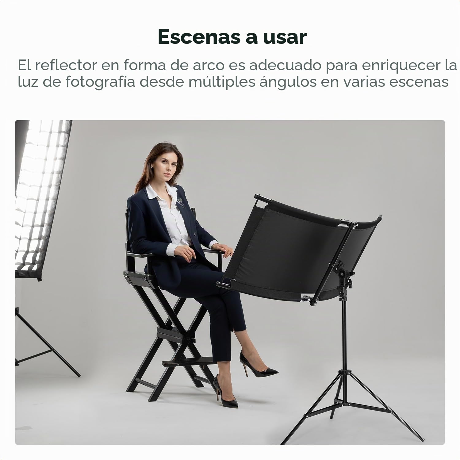 K&F CONCEPT U-Reflector Curvo 100x45cm con Reflector 4 en 1, Negro/Dorado/Blanco/Plateado, con Soporte de 1,5 m, con Bolsa de Almacenamiento, Adecuado para Estudios fotográficos