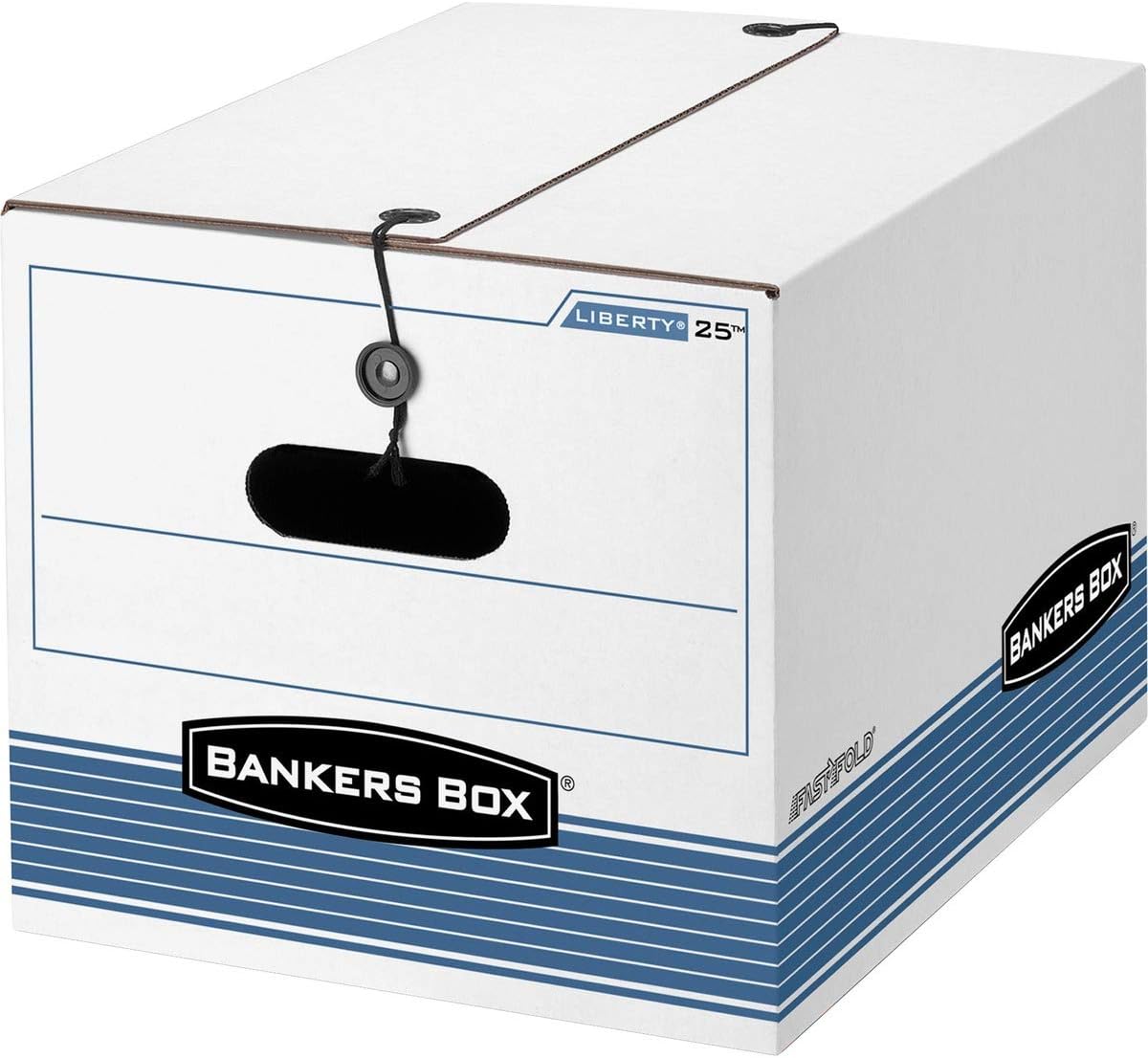Fellowes, 00025, STOR/FILE Medium-Duty Strength Storage Boxes, Letter/Legal Files, 12.25 x 16 x 11, White/Blue, 12/Carton