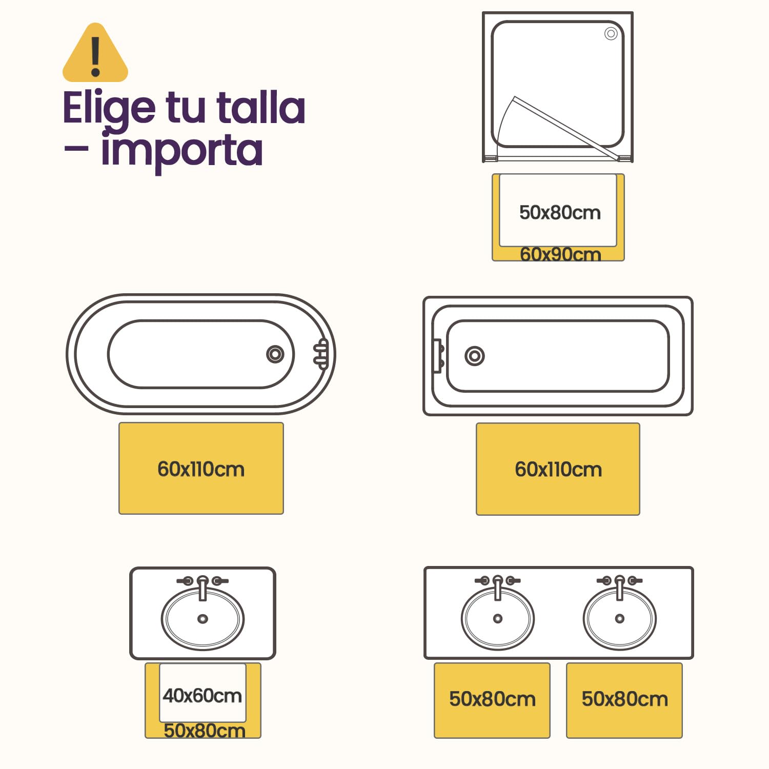 DEXI Alfombra Baño Antideslizante 50 x 80 cm, Alfombrilla Absorbente, Alfombras Lavable a Máquina con Microfibras Suaves de Agua para Bañera, Ducha, Beige