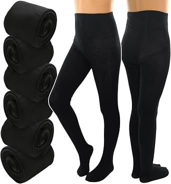 ToBeInStyle Girls Pack of 6 Opaque Knit Density Pull-On Warm Winter Tights