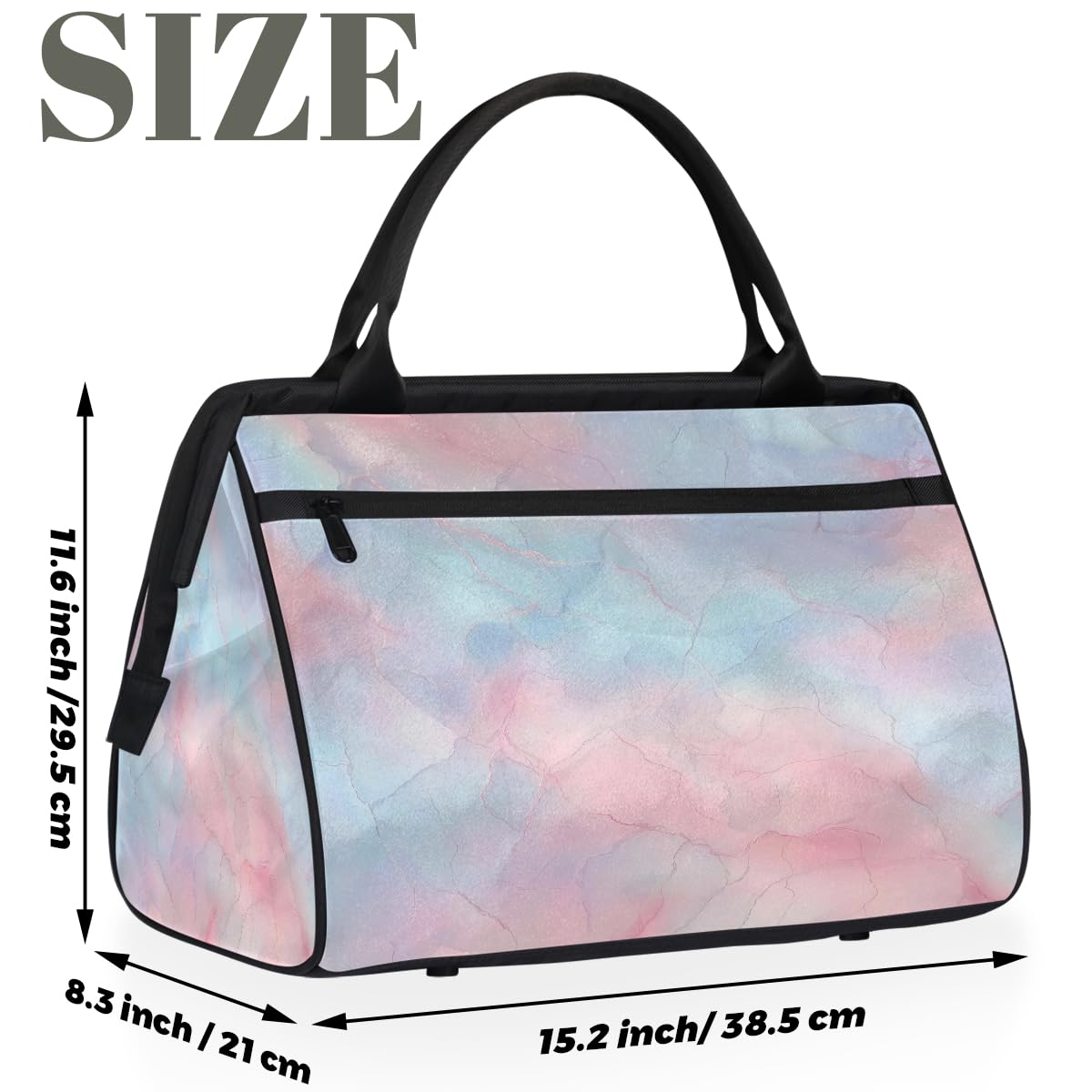 Borsa da palestra con texture marmorizzata blu e rosa per uomini e donne, borsone da viaggio sportivo borsone impermeabile per il fine settimana borsa da notte leggera da portare a mano tote