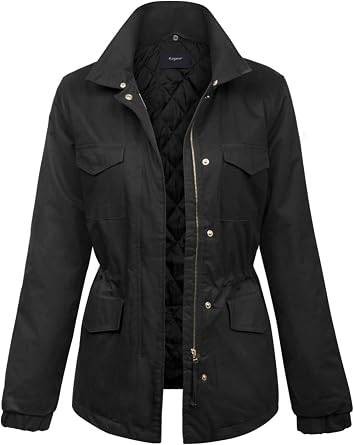 KOGMO Womens Military Anorak Safari Jacket with Pockets