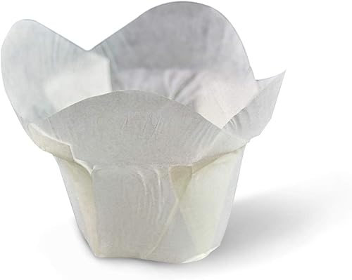 SimpleGood Blanco Lotus Style Baking Cups Tamaño Medio Cupcake Liners Muffin Liners Graseproof Paper 100