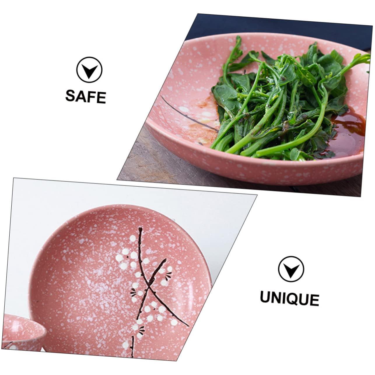 Ciieeo Set Stoviglie Giapponesi 12 Pezzi in Ceramica Rosa, Kit Posate e Piatti per Casa, Stile Delicato per Party e Uso Quotidiano