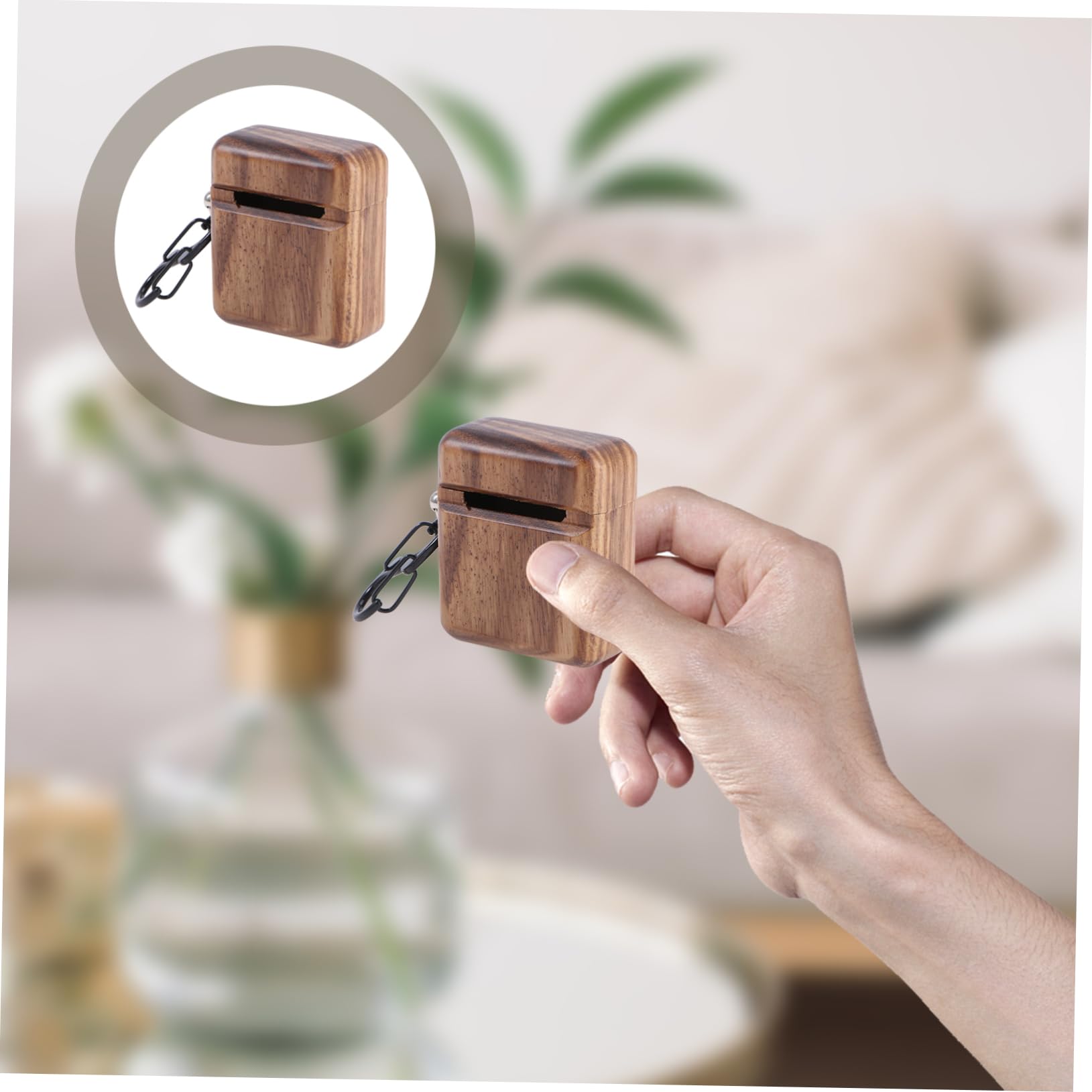 UKCOCO 2 Piezas Protector de Auriculares Carcasa de protección para Auriculares inalámbricos Estuche de Almacenamiento para Auriculares inalámbricos Caso Caja de Auriculares de Madera
