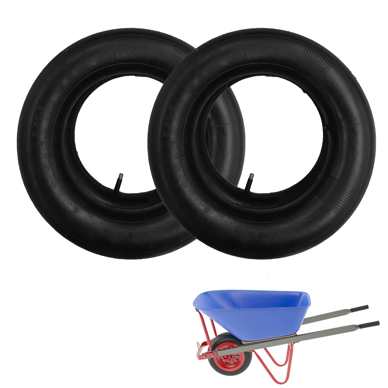 3.50-8 Cámaras De Aire, 2 Pcs 4.00-8 Tubos Internos De Reemplazo, Tubos Internos, Mangueras Pequeñas para Rueda De Carretilla, Cámaras Rueda Carretilla con Válvula