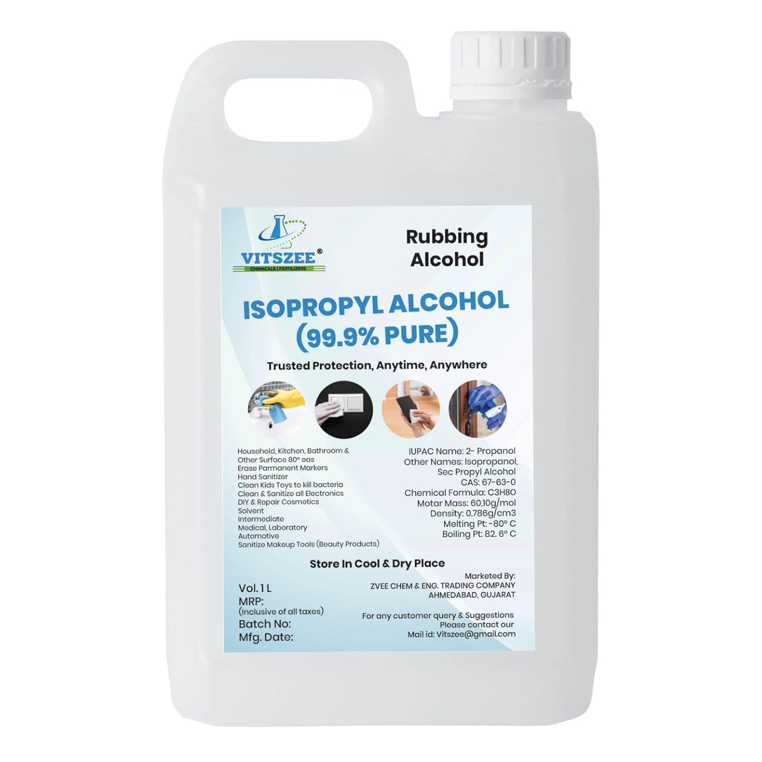 VITSZEE Iso Propyl Alcohol 250 | 99% Pure | Rubbing Alcohol | multipurpose uses IPA