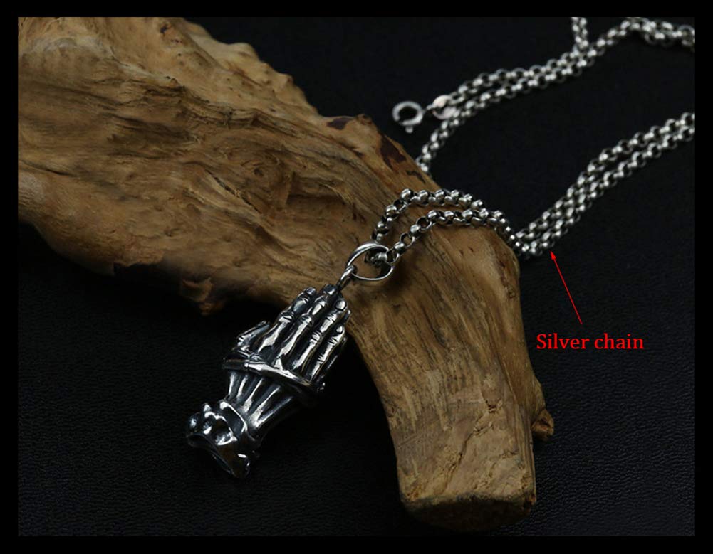 Collana Uomo/Donna Con Ciondolo Mani In Preghiera - Argento Sterling 925 - Gioiello Religioso In Scatola Regalo